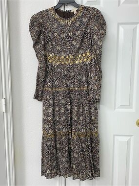 Michael Michael Kors Dark Brown Flower Pattern Dress